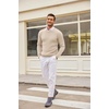 image:imageCOOFANDY Mens Crewneck Knit Sweater Slim Fit Lightweight Casual Twist Patterned Cable Knitted PulloverAbeige