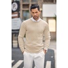 image:imageCOOFANDY Mens Crewneck Knit Sweater Slim Fit Lightweight Casual Twist Patterned Cable Knitted PulloverAbeige
