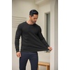 image:imageCOOFANDY Mens Crewneck Knit Sweater Slim Fit Lightweight Casual Twist Patterned Cable Knitted PulloverAblack