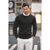 image:imageCOOFANDY Mens Crewneck Knit Sweater Slim Fit Lightweight Casual Twist Patterned Cable Knitted PulloverAblack