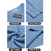 image:imageCOOFANDY Mens Crewneck Knit Sweater Slim Fit Lightweight Casual Twist Patterned Cable Knitted PulloverAblue