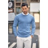 image:imageCOOFANDY Mens Crewneck Knit Sweater Slim Fit Lightweight Casual Twist Patterned Cable Knitted PulloverAblue
