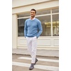 image:imageCOOFANDY Mens Crewneck Knit Sweater Slim Fit Lightweight Casual Twist Patterned Cable Knitted PulloverAblue