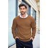image:imageCOOFANDY Mens Crewneck Knit Sweater Slim Fit Lightweight Casual Twist Patterned Cable Knitted PulloverAbrown