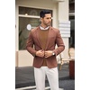 image:imageCOOFANDY Mens Crewneck Knit Sweater Slim Fit Lightweight Casual Twist Patterned Cable Knitted PulloverAbrown