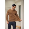 image:imageCOOFANDY Mens Crewneck Knit Sweater Slim Fit Lightweight Casual Twist Patterned Cable Knitted PulloverAbrown