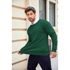 image:imageCOOFANDY Mens Crewneck Knit Sweater Slim Fit Lightweight Casual Twist Patterned Cable Knitted PulloverAdark Green