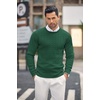 image:imageCOOFANDY Mens Crewneck Knit Sweater Slim Fit Lightweight Casual Twist Patterned Cable Knitted PulloverAdark Green