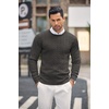 image:imageCOOFANDY Mens Crewneck Knit Sweater Slim Fit Lightweight Casual Twist Patterned Cable Knitted PulloverAdark Grey