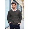 image:imageCOOFANDY Mens Crewneck Knit Sweater Slim Fit Lightweight Casual Twist Patterned Cable Knitted PulloverAdark Grey