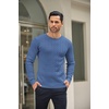 image:imageCOOFANDY Mens Crewneck Knit Sweater Slim Fit Lightweight Casual Twist Patterned Cable Knitted PulloverAdenim Blue