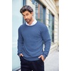 image:imageCOOFANDY Mens Crewneck Knit Sweater Slim Fit Lightweight Casual Twist Patterned Cable Knitted PulloverAdenim Blue