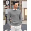 image:imageCOOFANDY Mens Crewneck Knit Sweater Slim Fit Lightweight Casual Twist Patterned Cable Knitted PulloverAgrey