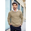 image:imageCOOFANDY Mens Crewneck Knit Sweater Slim Fit Lightweight Casual Twist Patterned Cable Knitted PulloverAkhaki