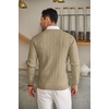 image:imageCOOFANDY Mens Crewneck Knit Sweater Slim Fit Lightweight Casual Twist Patterned Cable Knitted PulloverAkhaki