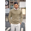 image:imageCOOFANDY Mens Crewneck Knit Sweater Slim Fit Lightweight Casual Twist Patterned Cable Knitted PulloverAkhaki
