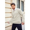 image:imageCOOFANDY Mens Crewneck Knit Sweater Slim Fit Lightweight Casual Twist Patterned Cable Knitted PulloverAwhite