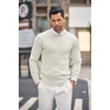 image:imageCOOFANDY Mens Crewneck Knit Sweater Slim Fit Lightweight Casual Twist Patterned Cable Knitted PulloverAwhite