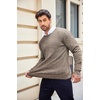 image:imageCOOFANDY Mens Crewneck Knit Sweater Slim Fit Lightweight Casual Twist Patterned Cable Knitted PulloverAwhiteBrown Twotone Colors