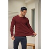 image:imageCOOFANDY Mens Crewneck Knit Sweater Slim Fit Lightweight Casual Twist Patterned Cable Knitted PulloverAwine Red