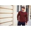 image:imageCOOFANDY Mens Crewneck Knit Sweater Slim Fit Lightweight Casual Twist Patterned Cable Knitted PulloverAwine Red