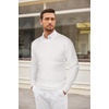 image:imageCOOFANDY Mens Crewneck Knit Sweater Slim Fit Lightweight Casual Twist Patterned Cable Knitted PulloverBwhite