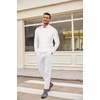 image:imageCOOFANDY Mens Crewneck Knit Sweater Slim Fit Lightweight Casual Twist Patterned Cable Knitted PulloverBwhite