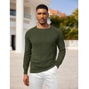 image:imageCOOFANDY Mens Crewneck Pullover Sweaters Business Casual Long Sleeve Slim Fit Sweater Chunky Cable Knit SweaterArmy Green
