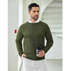 image:imageCOOFANDY Mens Crewneck Pullover Sweaters Business Casual Long Sleeve Slim Fit Sweater Chunky Cable Knit SweaterArmy Green