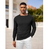 image:imageCOOFANDY Mens Crewneck Pullover Sweaters Business Casual Long Sleeve Slim Fit Sweater Chunky Cable Knit SweaterBlack