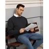 image:imageCOOFANDY Mens Crewneck Pullover Sweaters Business Casual Long Sleeve Slim Fit Sweater Chunky Cable Knit SweaterBlack