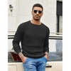 image:imageCOOFANDY Mens Crewneck Pullover Sweaters Business Casual Long Sleeve Slim Fit Sweater Chunky Cable Knit SweaterBlacknarrow Ribs