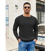 image:imageCOOFANDY Mens Crewneck Pullover Sweaters Business Casual Long Sleeve Slim Fit Sweater Chunky Cable Knit SweaterBlacknarrow Ribs