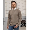 image:imageCOOFANDY Mens Crewneck Pullover Sweaters Business Casual Long Sleeve Slim Fit Sweater Chunky Cable Knit SweaterBrown