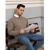 image:imageCOOFANDY Mens Crewneck Pullover Sweaters Business Casual Long Sleeve Slim Fit Sweater Chunky Cable Knit SweaterBrown