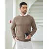 image:imageCOOFANDY Mens Crewneck Pullover Sweaters Business Casual Long Sleeve Slim Fit Sweater Chunky Cable Knit SweaterBrown