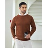 image:imageCOOFANDY Mens Crewneck Pullover Sweaters Business Casual Long Sleeve Slim Fit Sweater Chunky Cable Knit SweaterCaramel