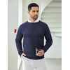 image:imageCOOFANDY Mens Crewneck Pullover Sweaters Business Casual Long Sleeve Slim Fit Sweater Chunky Cable Knit SweaterDark Blue