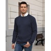 image:imageCOOFANDY Mens Crewneck Pullover Sweaters Business Casual Long Sleeve Slim Fit Sweater Chunky Cable Knit SweaterDark Blue