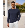 image:imageCOOFANDY Mens Crewneck Pullover Sweaters Business Casual Long Sleeve Slim Fit Sweater Chunky Cable Knit SweaterDark Blue