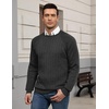 image:imageCOOFANDY Mens Crewneck Pullover Sweaters Business Casual Long Sleeve Slim Fit Sweater Chunky Cable Knit SweaterDark Gray