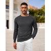 image:imageCOOFANDY Mens Crewneck Pullover Sweaters Business Casual Long Sleeve Slim Fit Sweater Chunky Cable Knit SweaterDark Gray