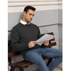 image:imageCOOFANDY Mens Crewneck Pullover Sweaters Business Casual Long Sleeve Slim Fit Sweater Chunky Cable Knit SweaterDark Gray