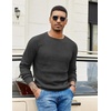 image:imageCOOFANDY Mens Crewneck Pullover Sweaters Business Casual Long Sleeve Slim Fit Sweater Chunky Cable Knit SweaterDark Graynarrow Ribs