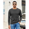 image:imageCOOFANDY Mens Crewneck Pullover Sweaters Business Casual Long Sleeve Slim Fit Sweater Chunky Cable Knit SweaterDark Graynarrow Ribs