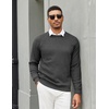 image:imageCOOFANDY Mens Crewneck Pullover Sweaters Business Casual Long Sleeve Slim Fit Sweater Chunky Cable Knit SweaterDark Graynarrow Ribs