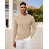 image:imageCOOFANDY Mens Crewneck Pullover Sweaters Business Casual Long Sleeve Slim Fit Sweater Chunky Cable Knit SweaterKhaki