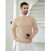 image:imageCOOFANDY Mens Crewneck Pullover Sweaters Business Casual Long Sleeve Slim Fit Sweater Chunky Cable Knit SweaterKhaki