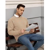 image:imageCOOFANDY Mens Crewneck Pullover Sweaters Business Casual Long Sleeve Slim Fit Sweater Chunky Cable Knit SweaterKhaki