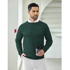 image:imageCOOFANDY Mens Crewneck Pullover Sweaters Business Casual Long Sleeve Slim Fit Sweater Chunky Cable Knit SweaterLake Green